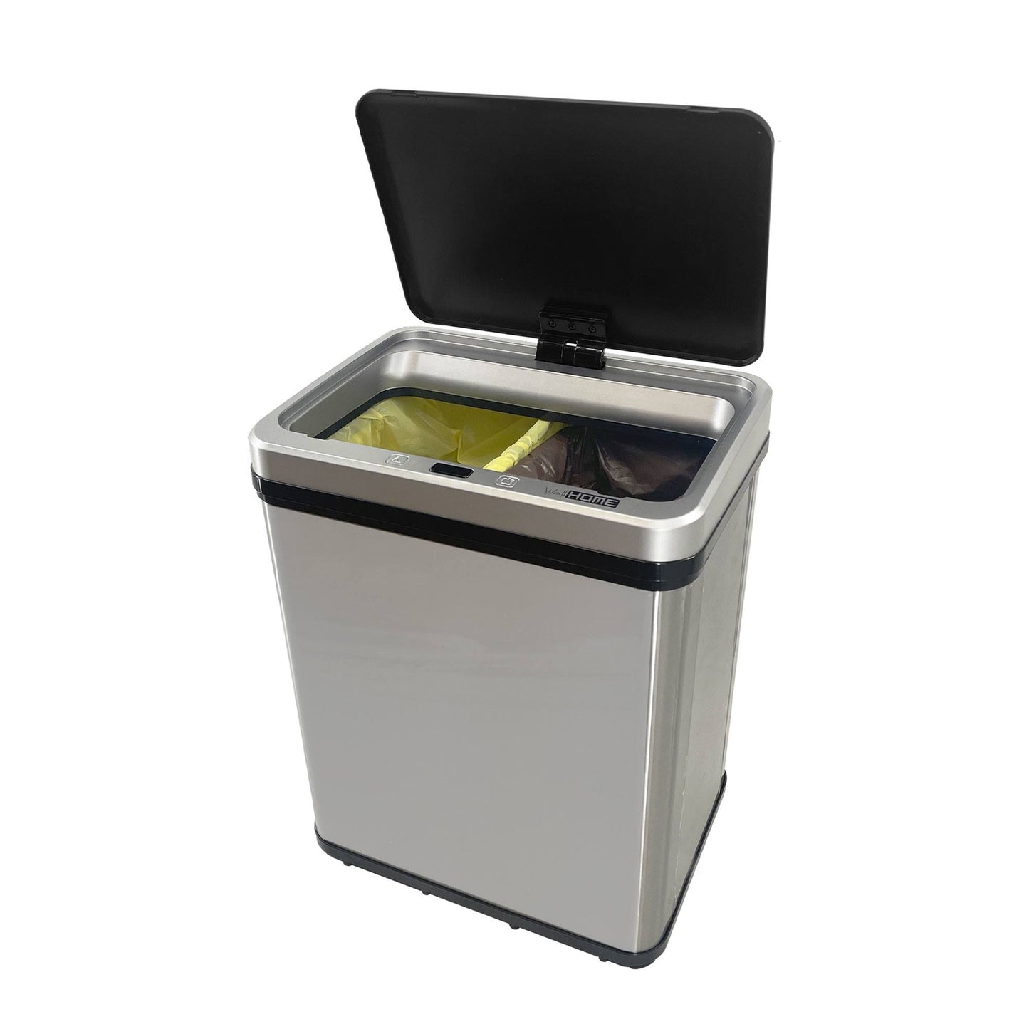 Cubo Reciclaje 15l+15l Sin Patas Apertura Auto Gris