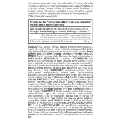 Cafeína Anhidra 200mg - 60 Cápsulas Vegetales - Aporta Energía - Masmusculo_5