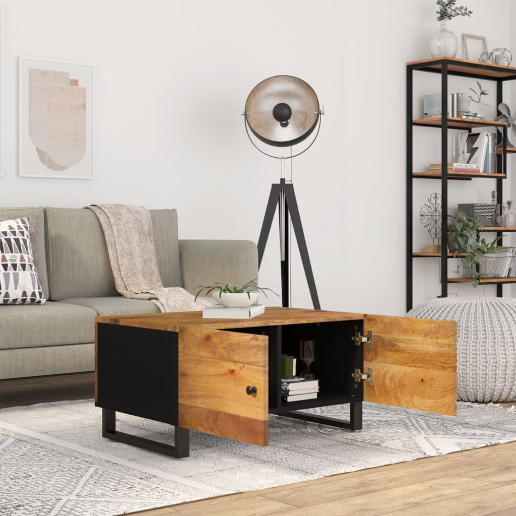 Mesa De Centro Madera Maciza Mango Y Contrachapada 80x50x40 Cm_1