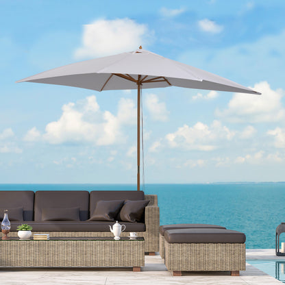 Outsunny Sombrilla Jardín 295x200cm Con Mástil De Madera Y Polea Blanco_1