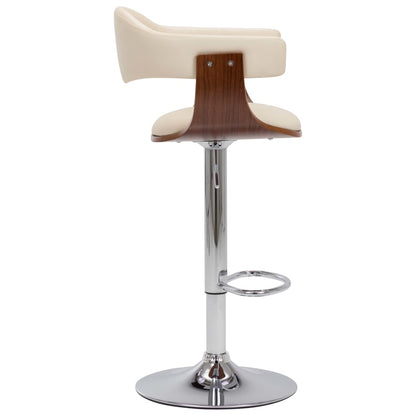 Taburetes De Cocina 2 Uds Madera Curvada Cuero Sintético Crema_3