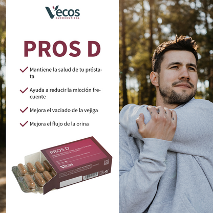 Pros D Vecos 60 Cápsulas | Función Urinaria Y Salud Masculina | Saw Palmetto, Zinc Y Vitamina D_3