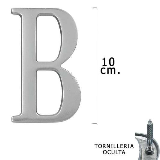Letra Metal B Plateada Mate 10 Cm. Con Tornilleria Oculta (blister 1 Pieza)_0