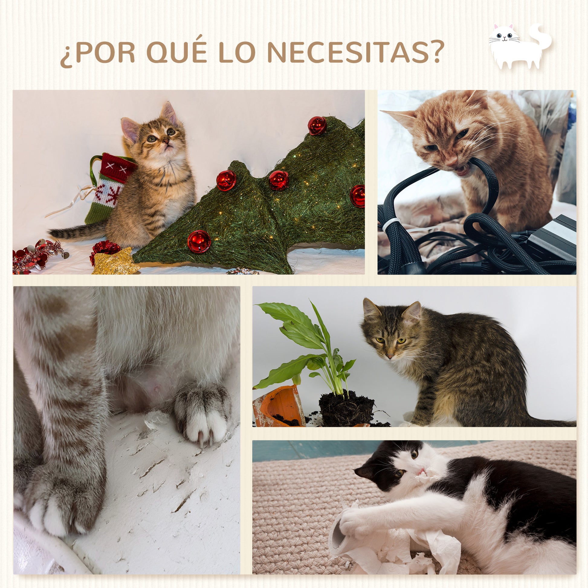 Pawhut Juego De Pared De Escalada Para Gatos De 3 Piezas Gris_5