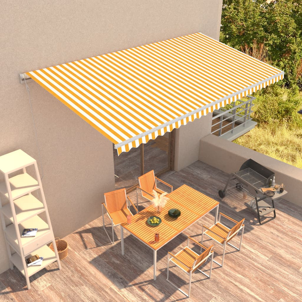 Vidaxl Toldo Automático Retráctil Amarillo Y Blanco 600x300 Cm_1
