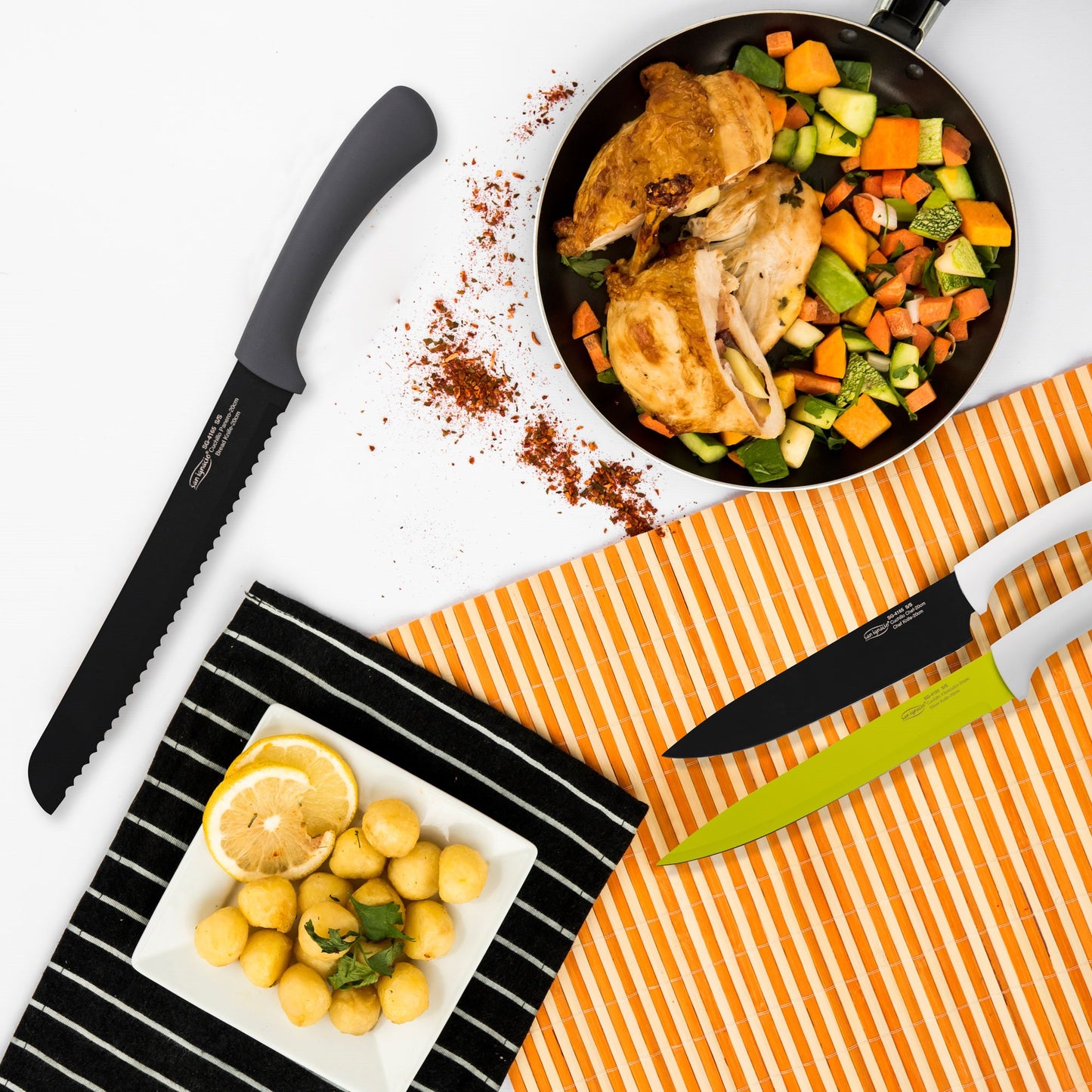 Set 5pcs Cuchillos, Acero Inoxidable, Green_4