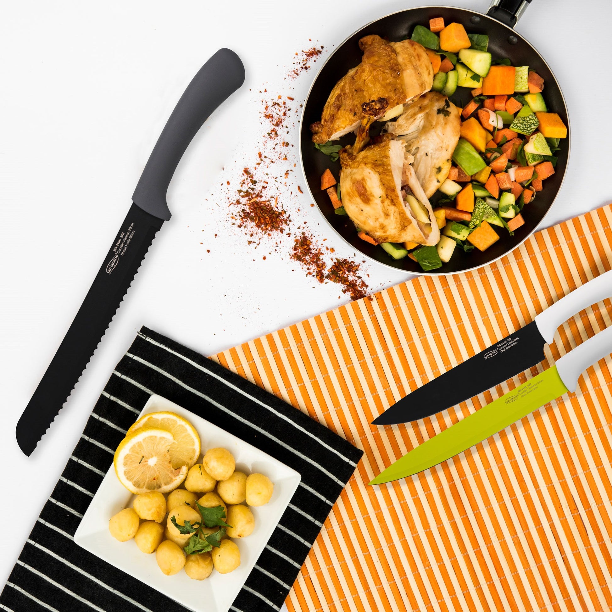 Set 5pcs Cuchillos, Acero Inoxidable, Green_4