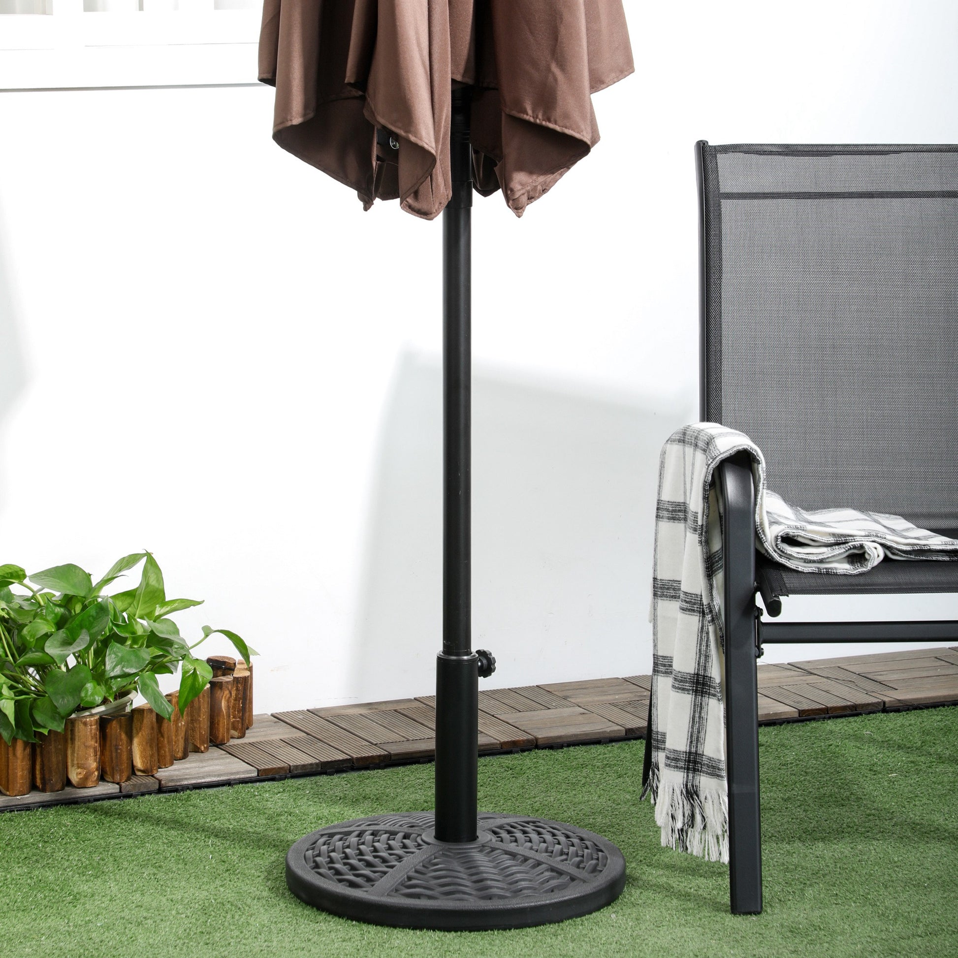 Outsunny Base De Sombrilla Redonda Con Relleno De Cemento Peso 9,5 Kg Negro_4