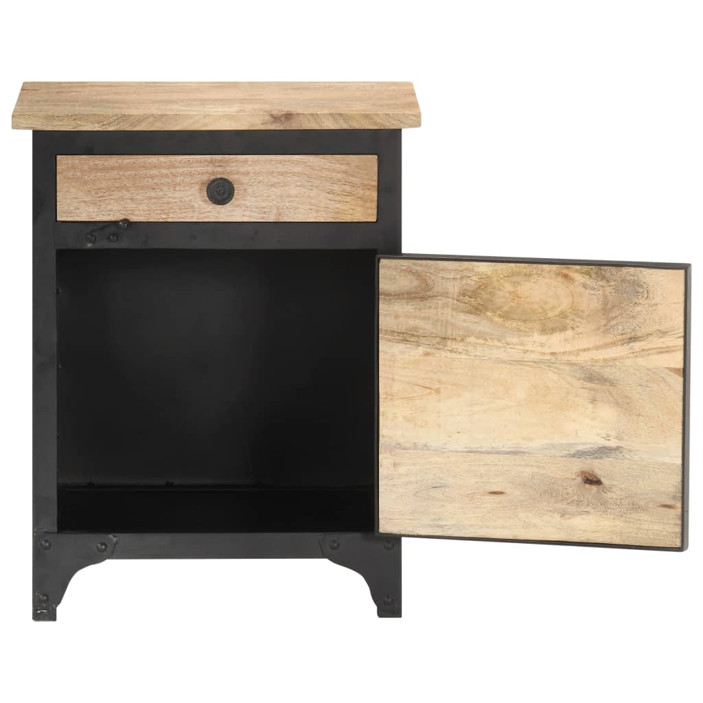 Mesita De Noche De Madera Maciza De Mango 40x30x50 Cm_2