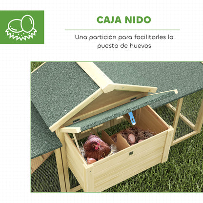 Pawhut Gallinero Para Exterior Grande De Madera 204x85x93 Cm Con Corral Bandeja_5