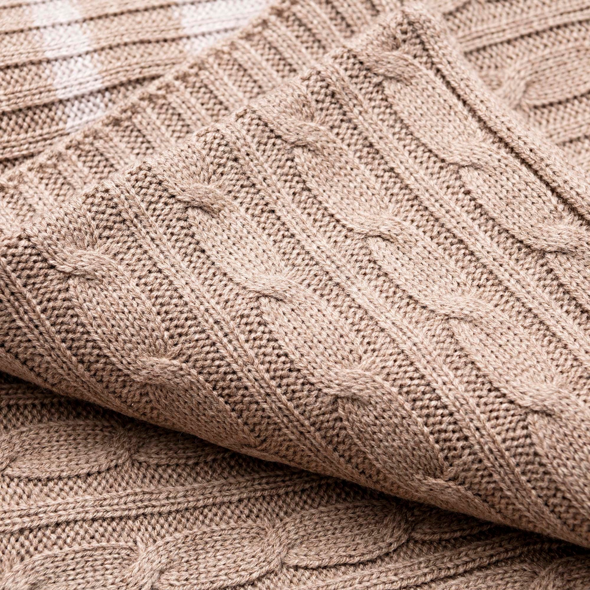 Manta Punto De Ochos 140x190cm 100% Acrílico 200gsm Marrón Con Rallas Beige Scalpers Home_5