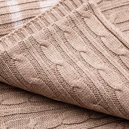 Manta Punto De Ochos 140x190cm 100% Acrílico 200gsm Marrón Con Rallas Beige Scalpers Home_5