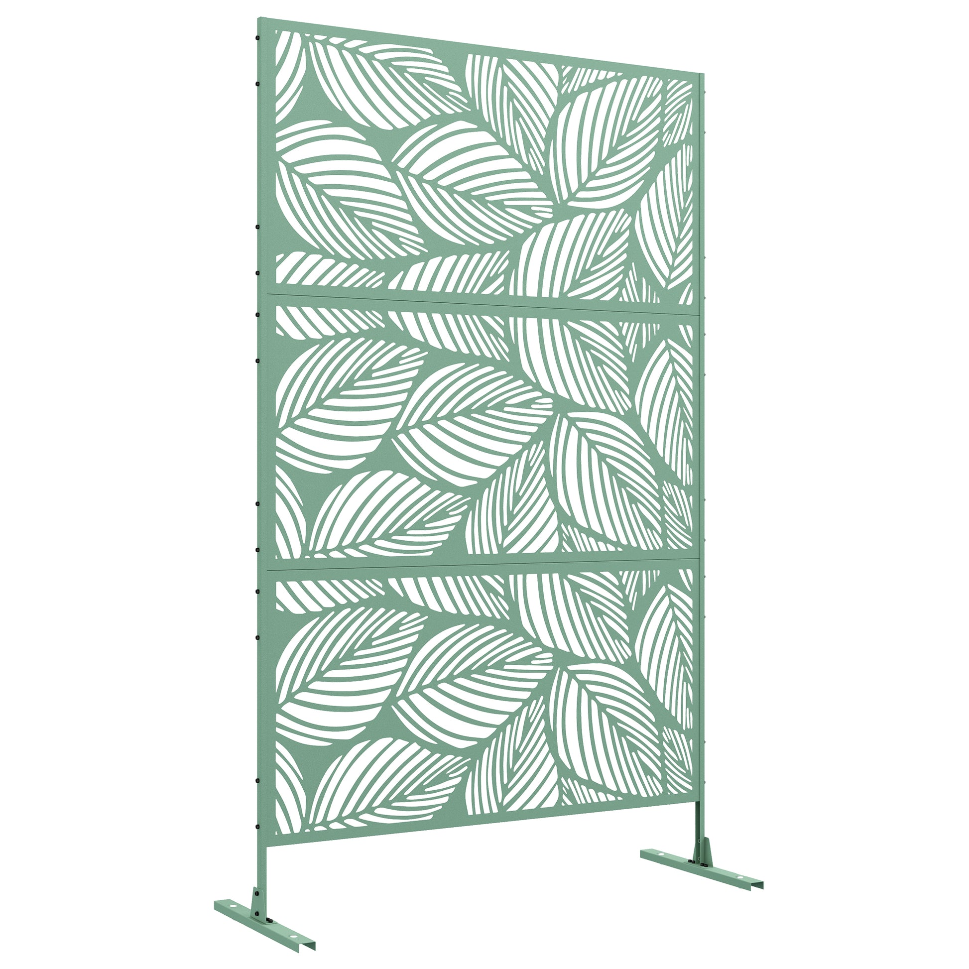 Outsunny Biombo Exterior Con 3 Piezas Patrón De Hoja Grande 122x45x198cm Verde_0