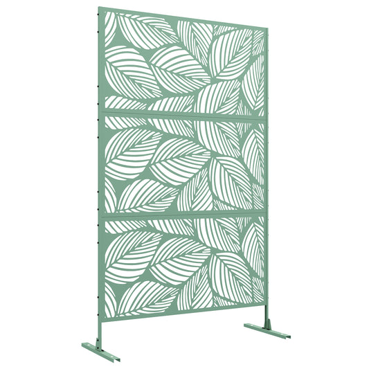 Outsunny Biombo Exterior Con 3 Piezas Patrón De Hoja Grande 122x45x198cm Verde_0