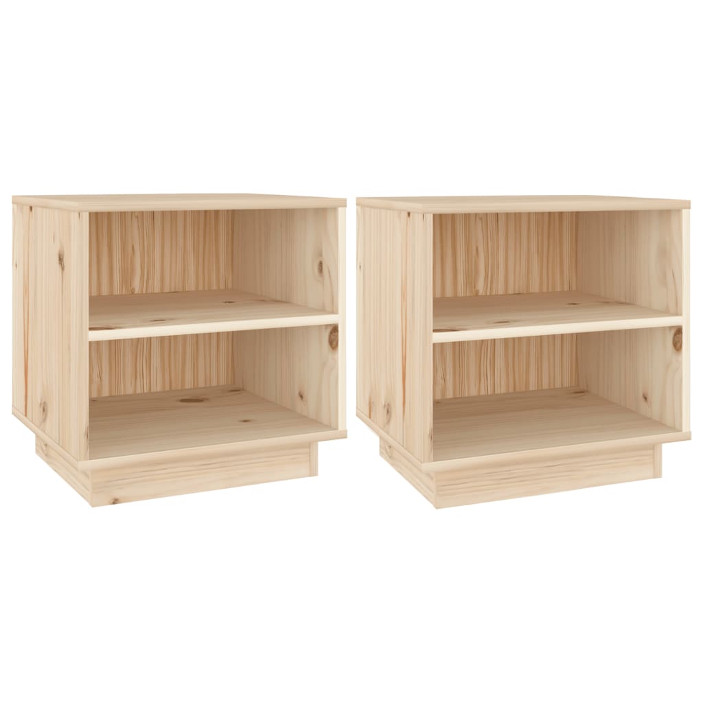 Mesitas De Noche 2 Unidades Madera Maciza De Pino 40x34x40 Cm_0
