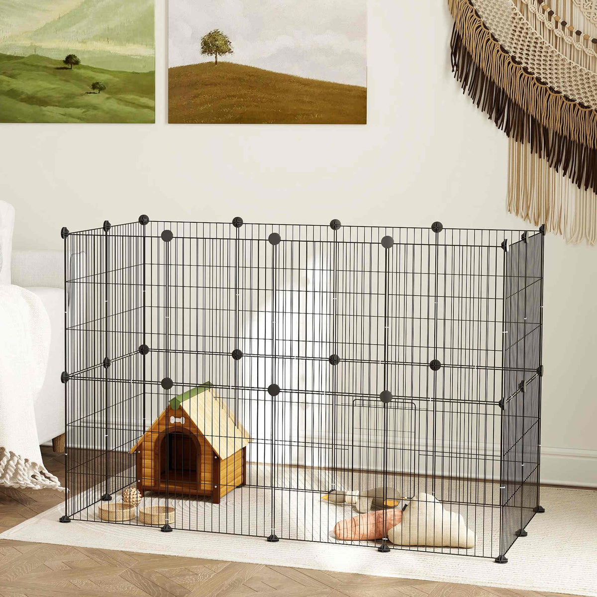 Parque Para Mascotas Pawhut Acero Negro 120x60x80 Cm D51-456v00bk_3