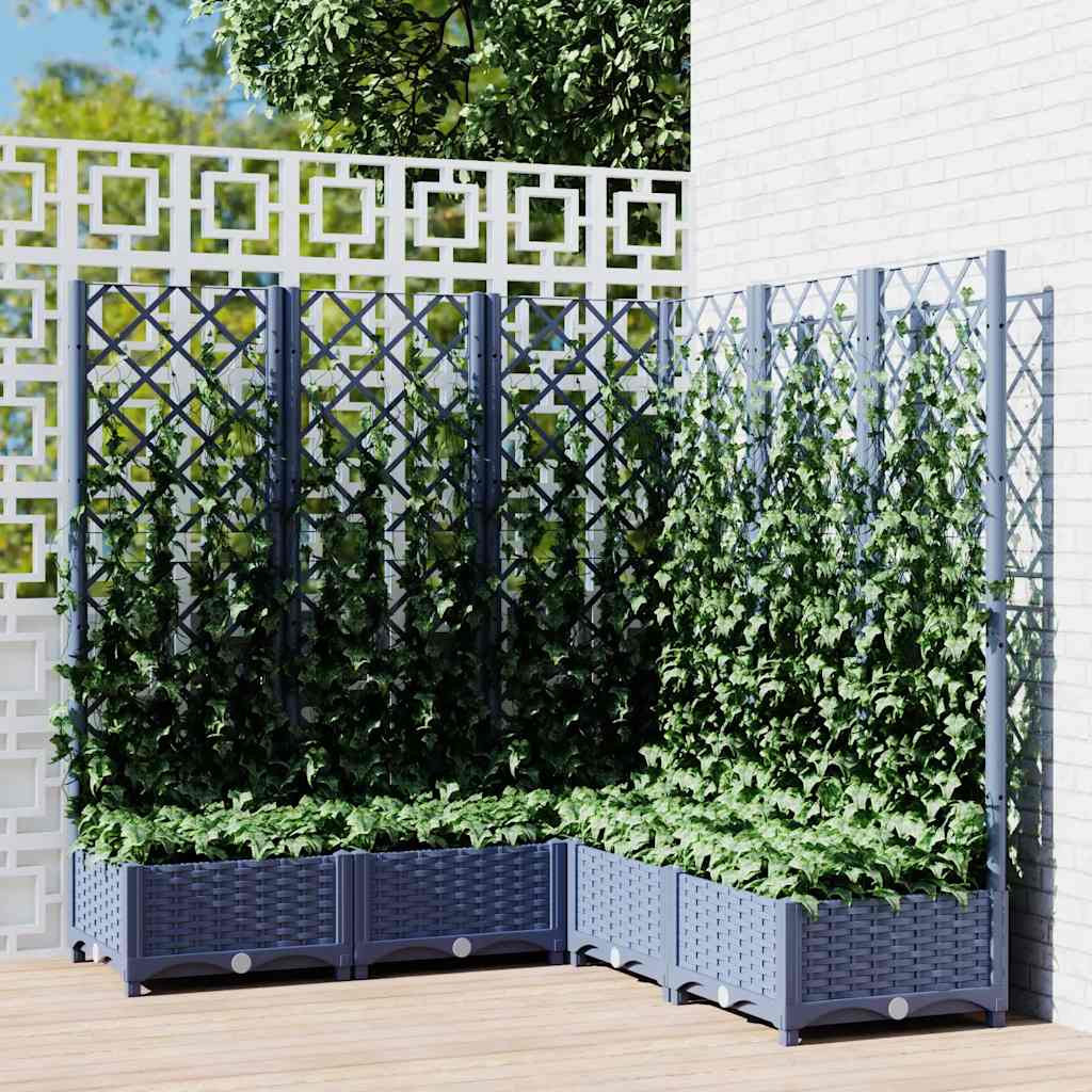 Jardinera Con Enrejado Pp Azul Gris 120x120x121,5 Cm_1