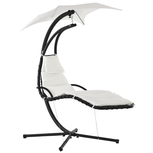 Outsunny Silla Colgante Con Soporte Toldo 190x110x190 Cm Crema_0