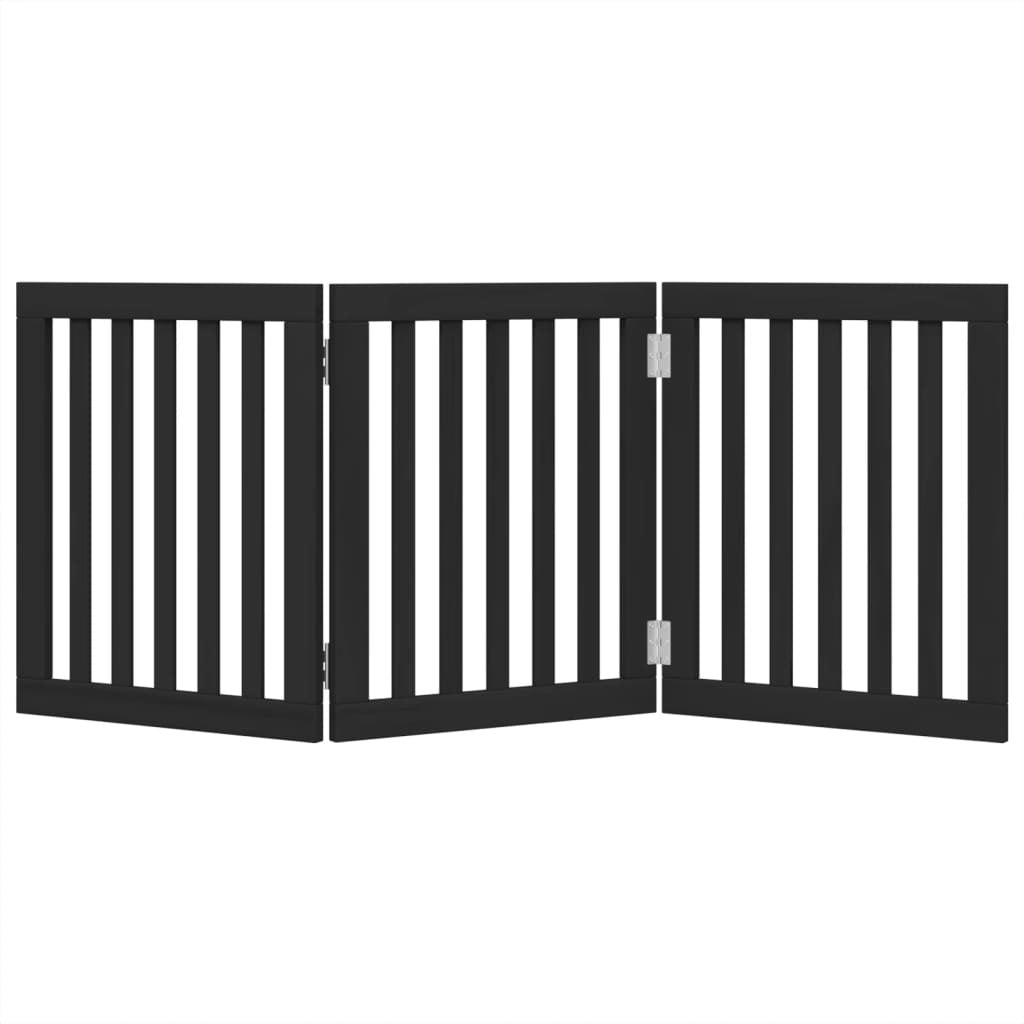 Vidaxl Puerta Para Perros Plegable 3 Paneles Madera Álamo Negra 150 Cm_3