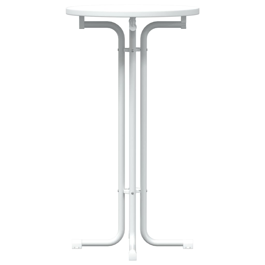 Mesa Alta De Comedor Madera Ingeniería Y Acero Blanco Ø60x110cm_2