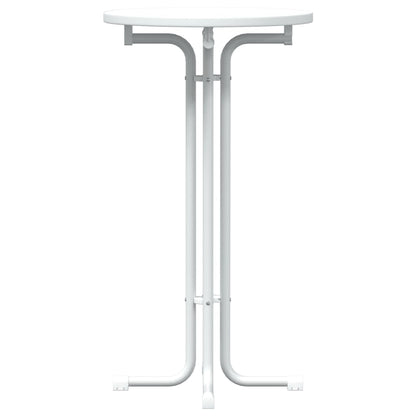 Mesa Alta De Comedor Madera Ingeniería Y Acero Blanco Ø60x110cm_2