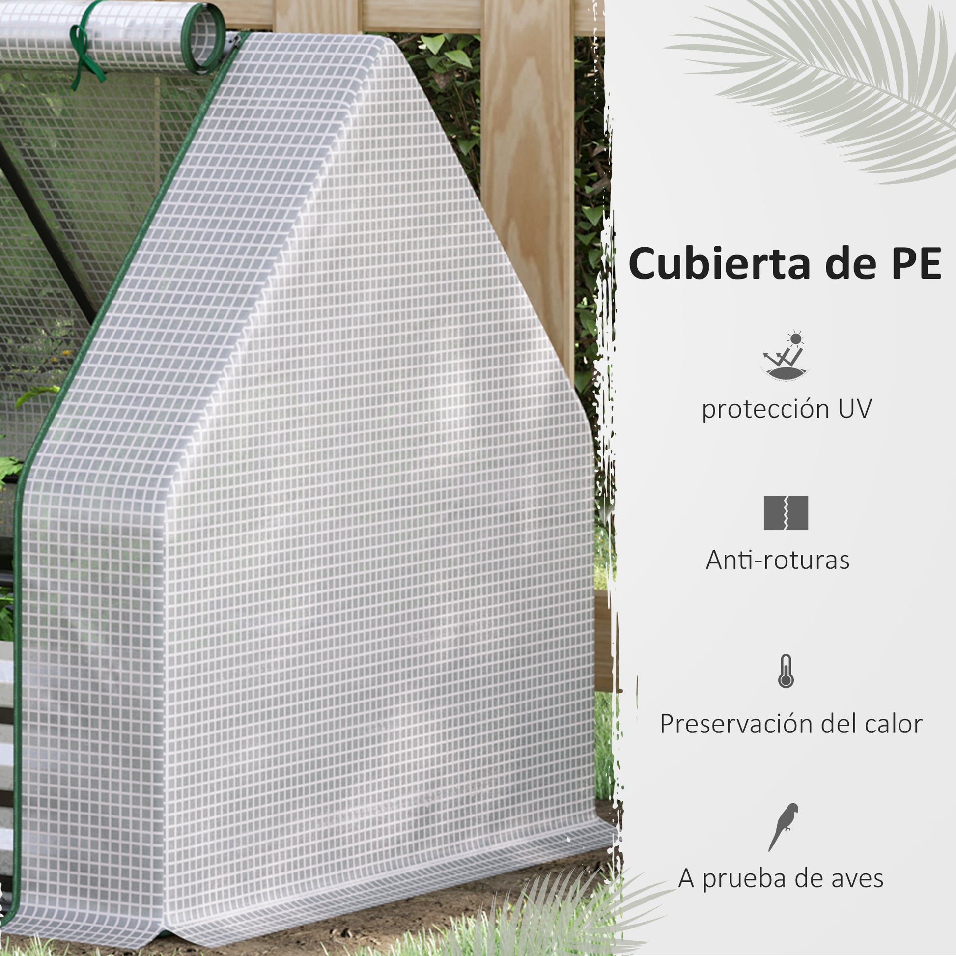 Outsunny Invernadero Jardín 127x95x92 Cm Con Arriate De Acero Cubierta Pe Blanco_5