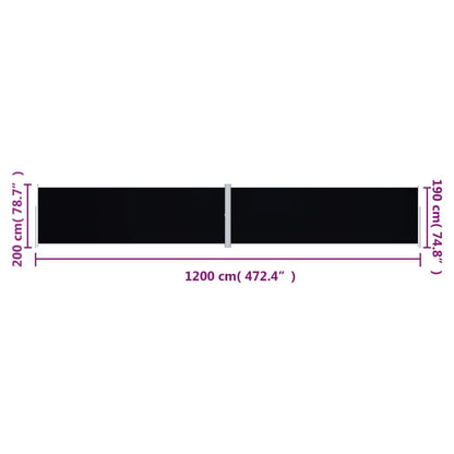 Vidaxl Toldo Lateral Retráctil Negro 200x1200 Cm_2