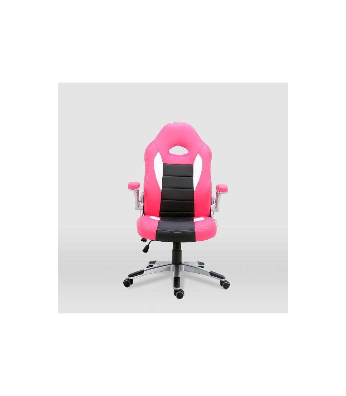 Silla De Escritorio Victoria En Rosa Y Negro. Alto: 112-120, Ancho: 70, Fondo: 51_5