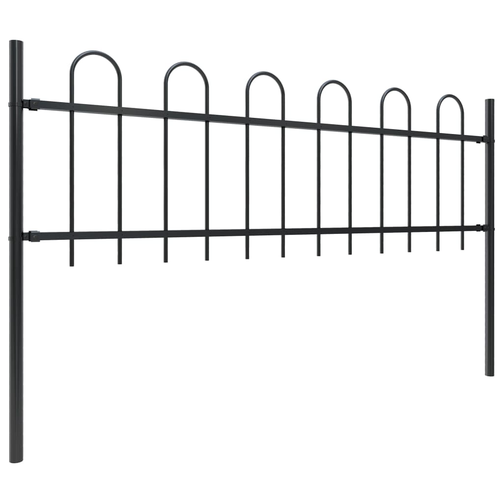 Valla De Jardín Con Puntas De Aro Acero Negro 6,8x0,6 M / Vetonek_4