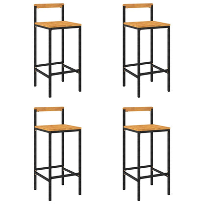 Taburetes Altos 4 Uds Madera De Acacia Y Ratán Sintético Negro_0