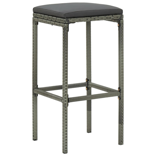 Taburetes De Cocina Con Cojines 3 Uds Ratán Sintético Gris_0