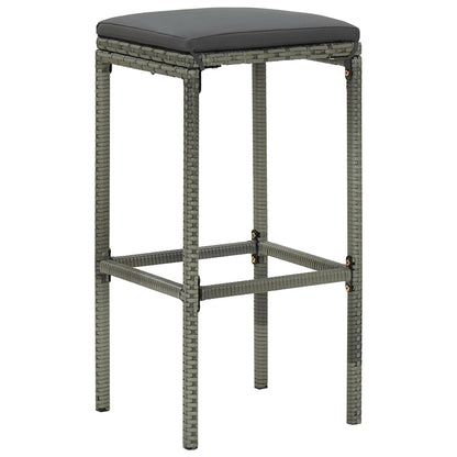 Taburetes De Cocina Con Cojines 2 Uds Ratán Sintético Gris_0
