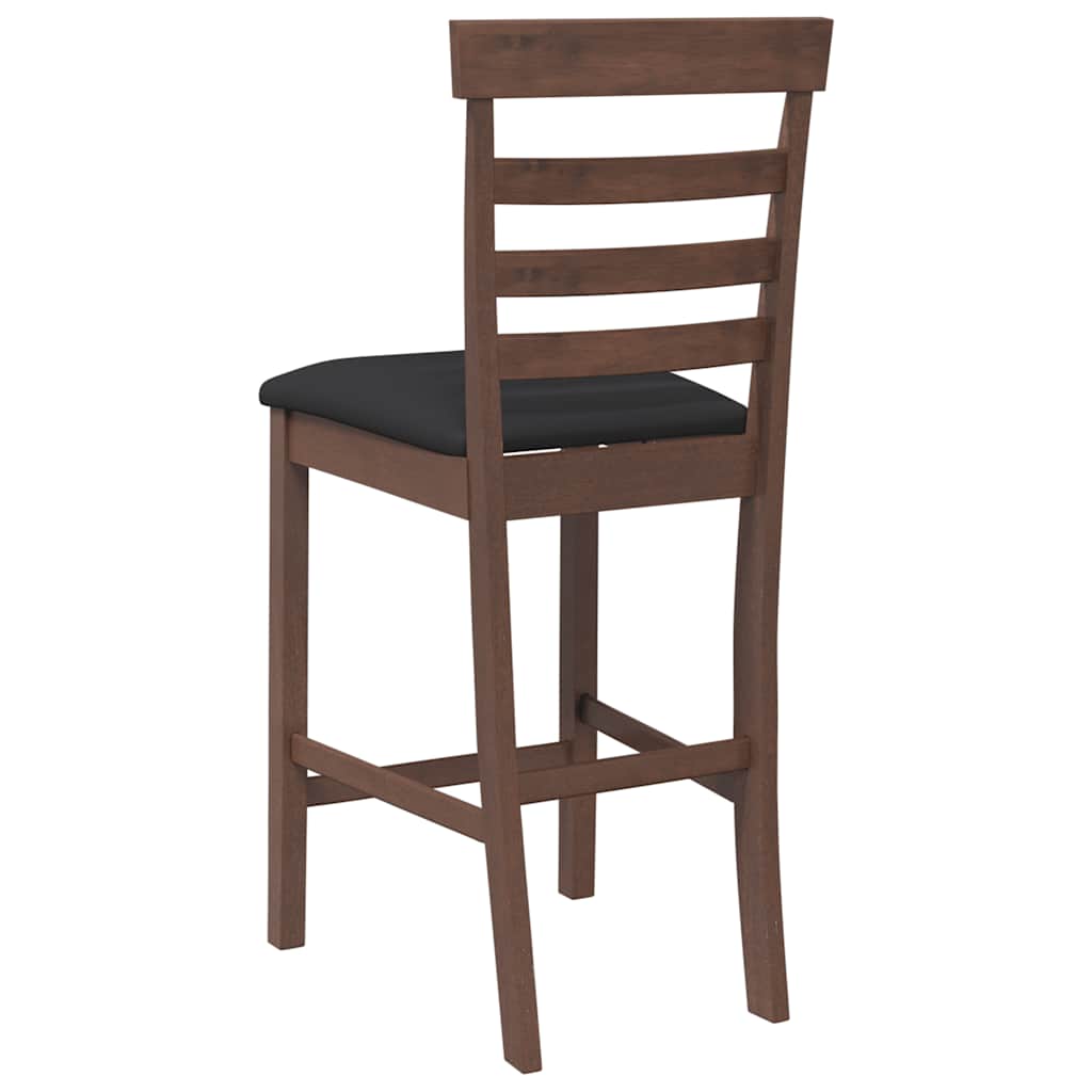 Taburetes De Bar Con Cojines 2 Uds Madera Maciza Marrón Caucho_5
