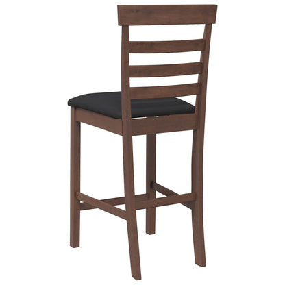 Taburetes De Bar Con Cojines 2 Uds Madera Maciza Marrón Caucho_5