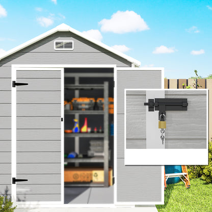 Outsunny Cobertizo De Jardín 2,4 M² 182x151x219 Cm Con Suelo Puerta Cerrada Gris_3