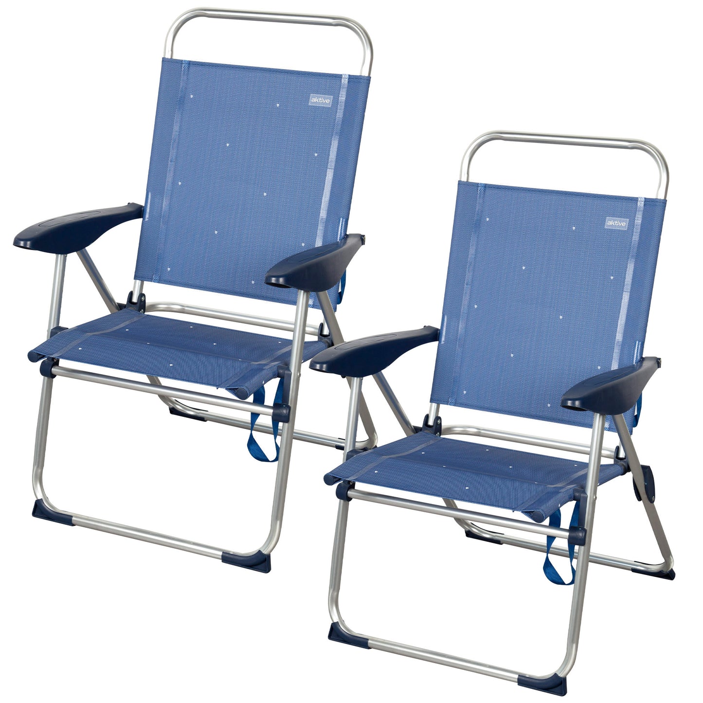 Aktive Pack 2 Sillas De Playa Plegables 4 Posiciones, Estructura De Aluminio Y Textileno Azul_0