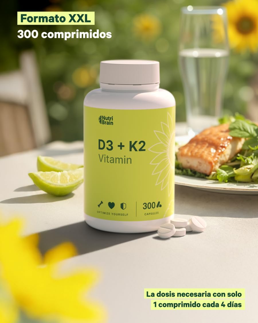 Vitamina D3 4000ui Y K2 Para Huesos E Inmunidad Nutribrain 300 Comprimidos_4