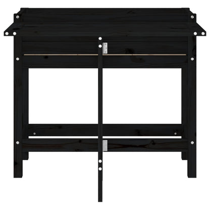 Jardinera Con Tapa Plegable Madera Maciza De Pino Negro_3