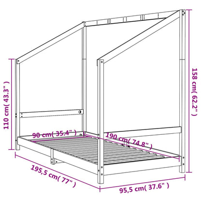 Vidaxl Estructura De Cama Para Niños Madera De Pino Negro 90x190 Cm_2
