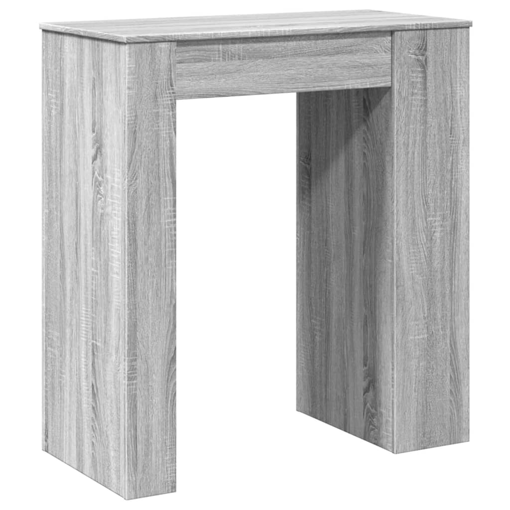 Mesa Alta Bar Con Estantes Madera Gris Sonoma 95x47x103,5 Cm_4