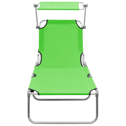 Tumbona Plegable Con Parasol De Acero Verde Manzana_2