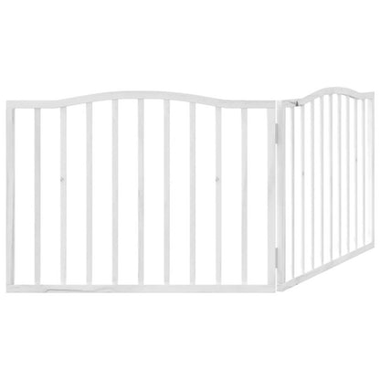 Vidaxl Puerta Para Perros Plegable 2 Paneles Madera Álamo Blanca 160cm_5