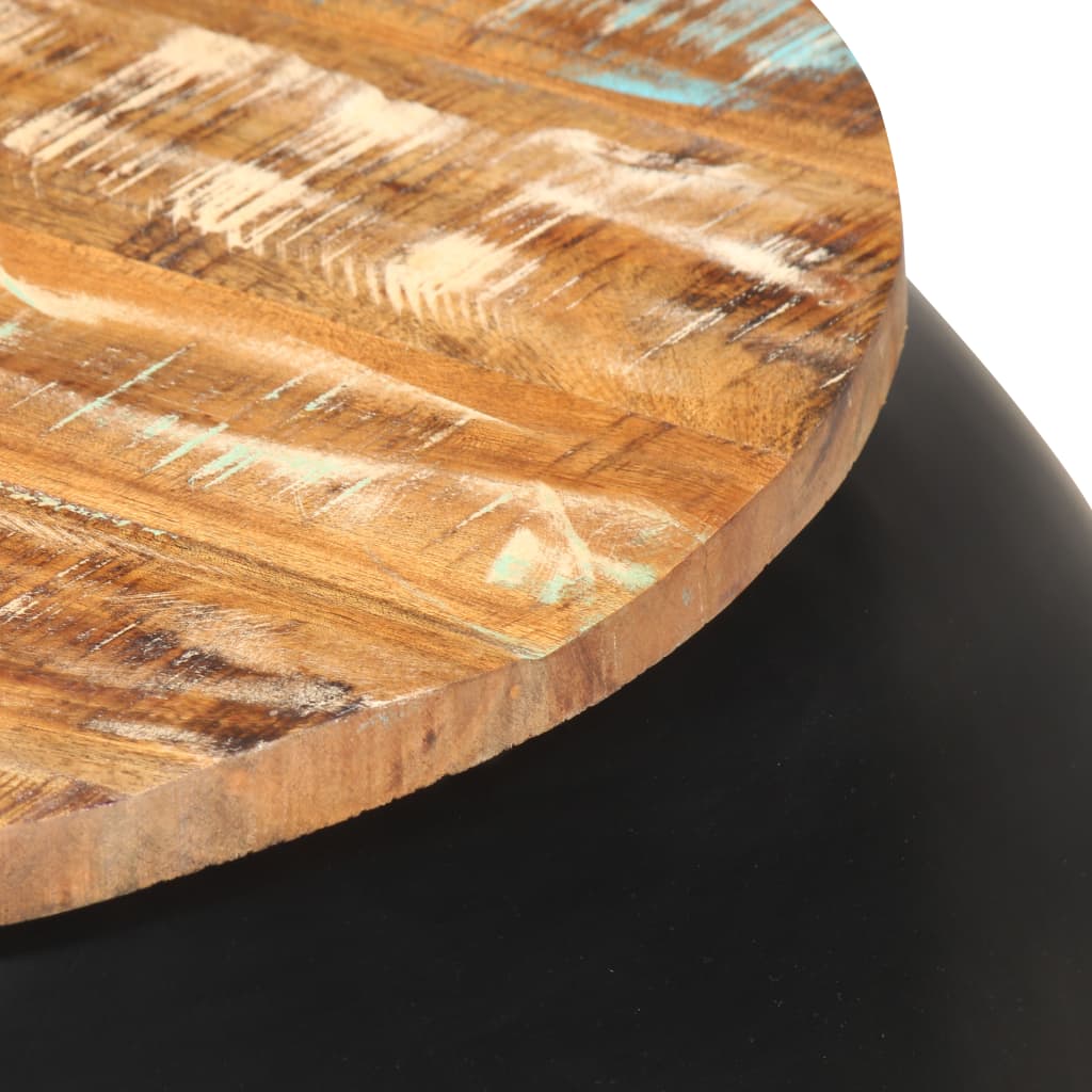 Mesa De Centro Madera Maciza Reciclada Negra 68x68x30 Cm_1