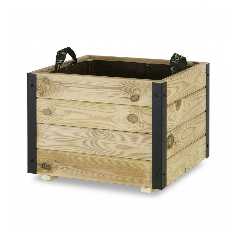 Jardinera De Madera Con Refuerzo De Aluminio 50x50x40 Cm Pun Al Hortalia_4