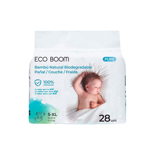 Pañal de Bambú Pure Premium ECO BOOM T5/XL (12 a 17 Kg) 28 uds