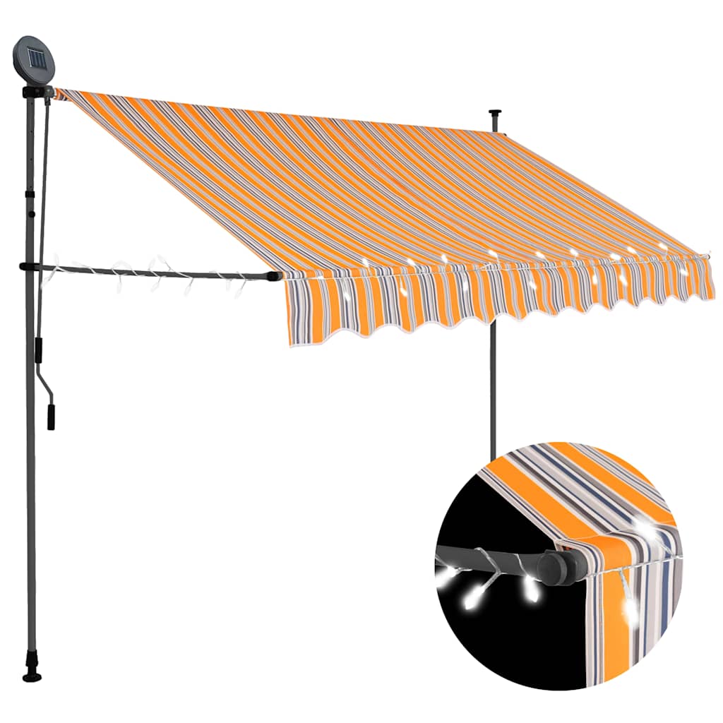 Toldo Manual Retráctil Con Led Amarillo Y Azul 250 Cm_1