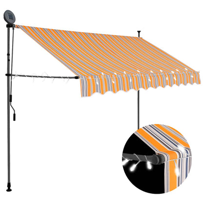 Toldo Manual Retráctil Con Led Amarillo Y Azul 250 Cm_1