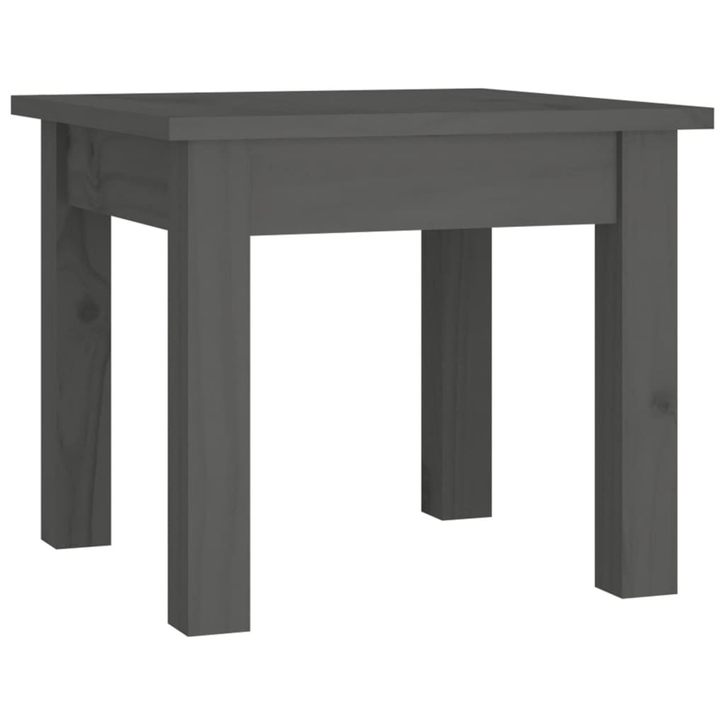 Mesa De Centro De Madera Maciza De Pino Gris 35x35x30 Cm_0