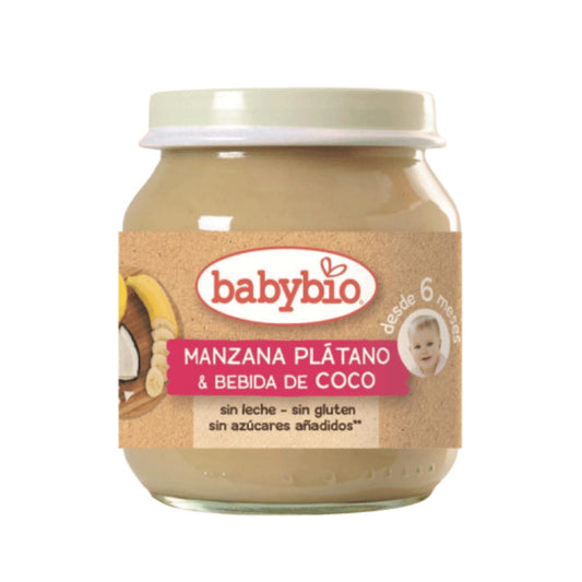 Tarrito Manzana, Plátano y Bebida de coco Babybio, 130 g, Babybio