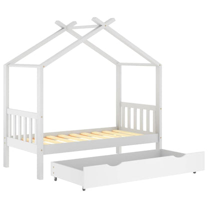 Vidaxl Estructura Cama Niños Con Cajón Madera Pino Blanco 80x160 Cm_4